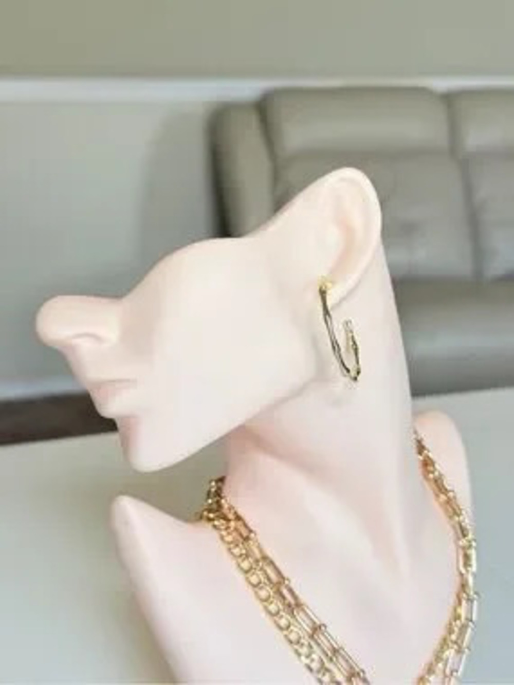 Gold Dipped Bamboo Design Hoop Earrings - Women Jewelry
